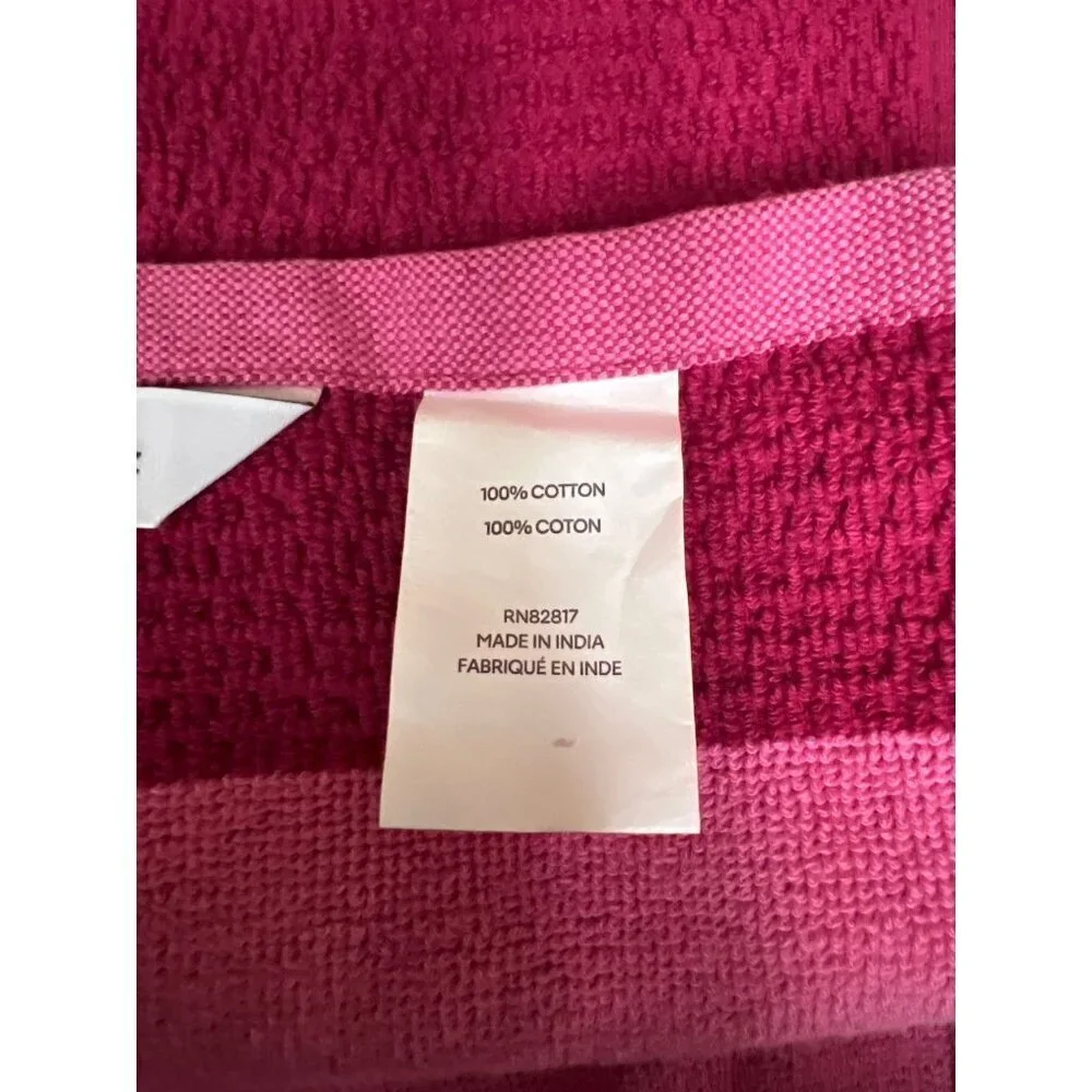 NEW! LACOSTE Pink Magenta Stripe Gator Logo Bath Towel 52